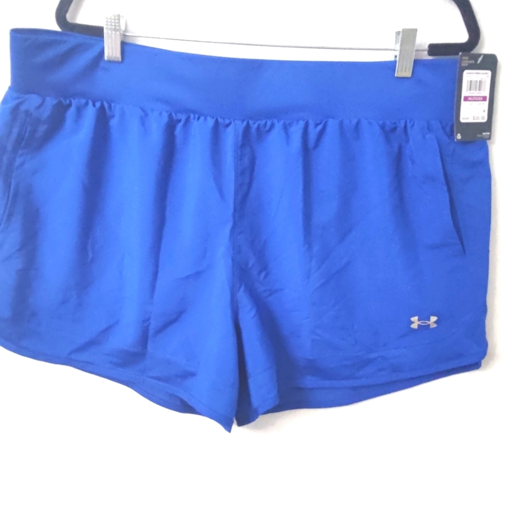 NEW Under Armour Women's 2XL Blue Athletic Shorts Loose Heatgear Solid - Picture 2 of 12